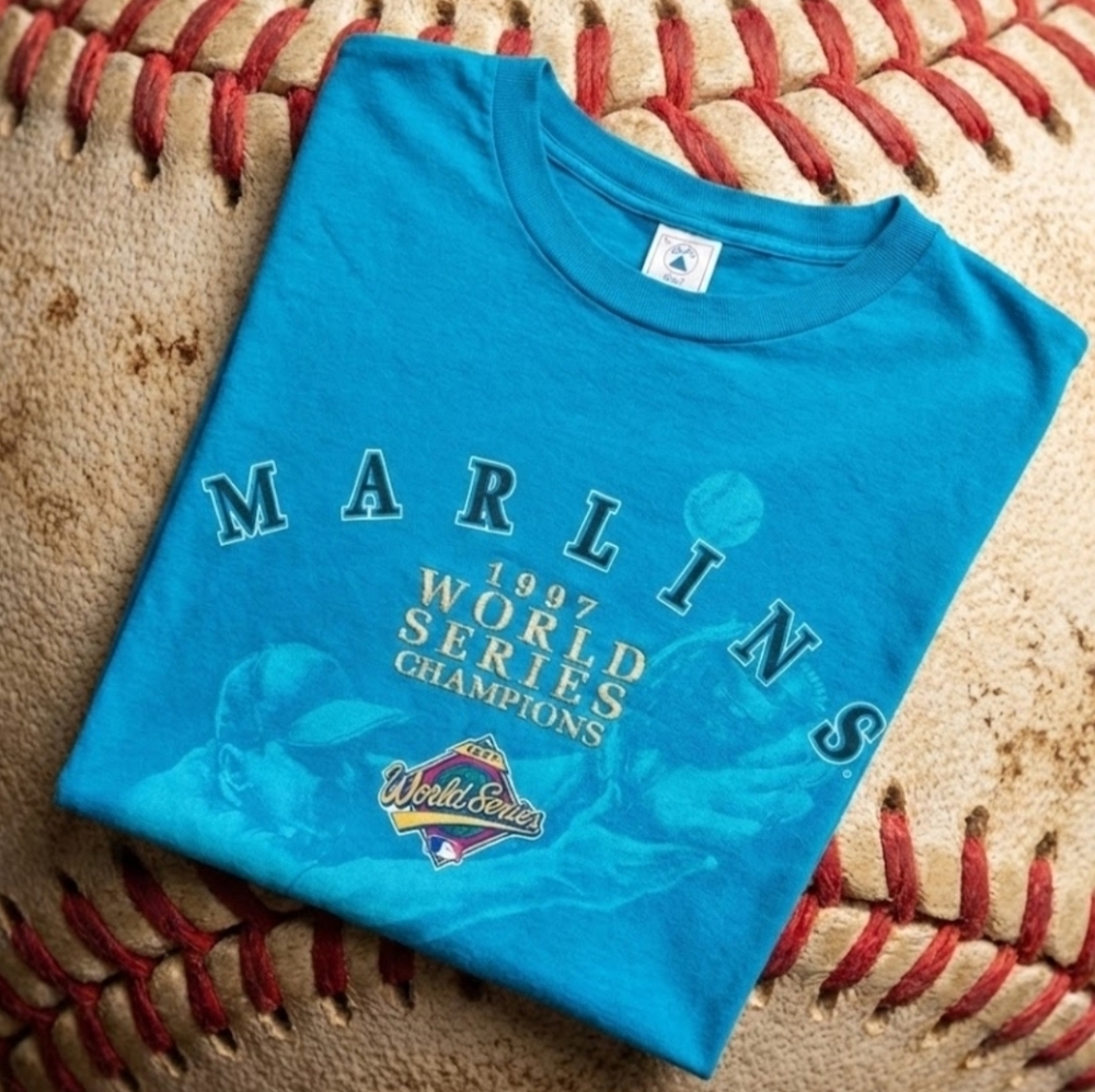📣 Vintage MLB Florida Marlins ⚾ 1997 World Series Champions 🏆 Tshirt Size XL